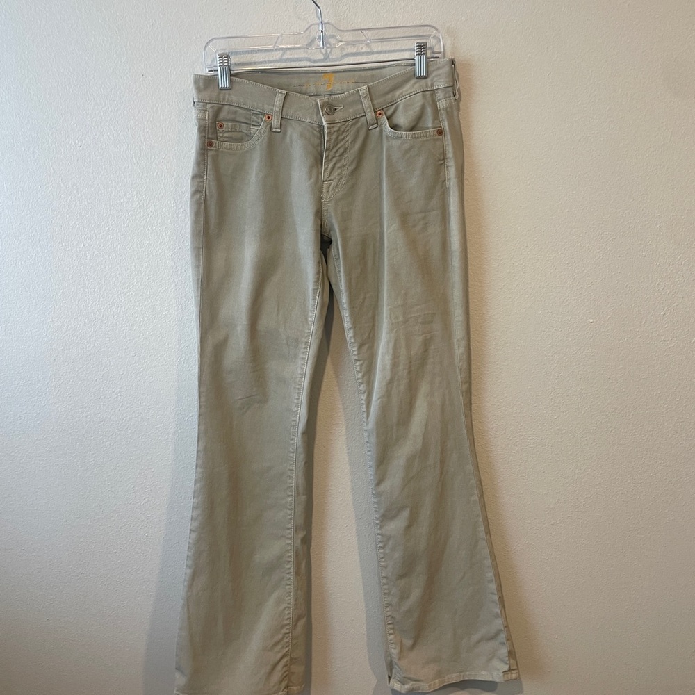 7 for all mankind Beige and Light Green Flared Jeans